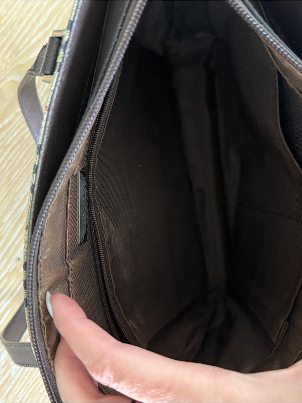 Burberry Beige Check Shoulder Bag with Brown Leather Trim - Picture 10 of 12
